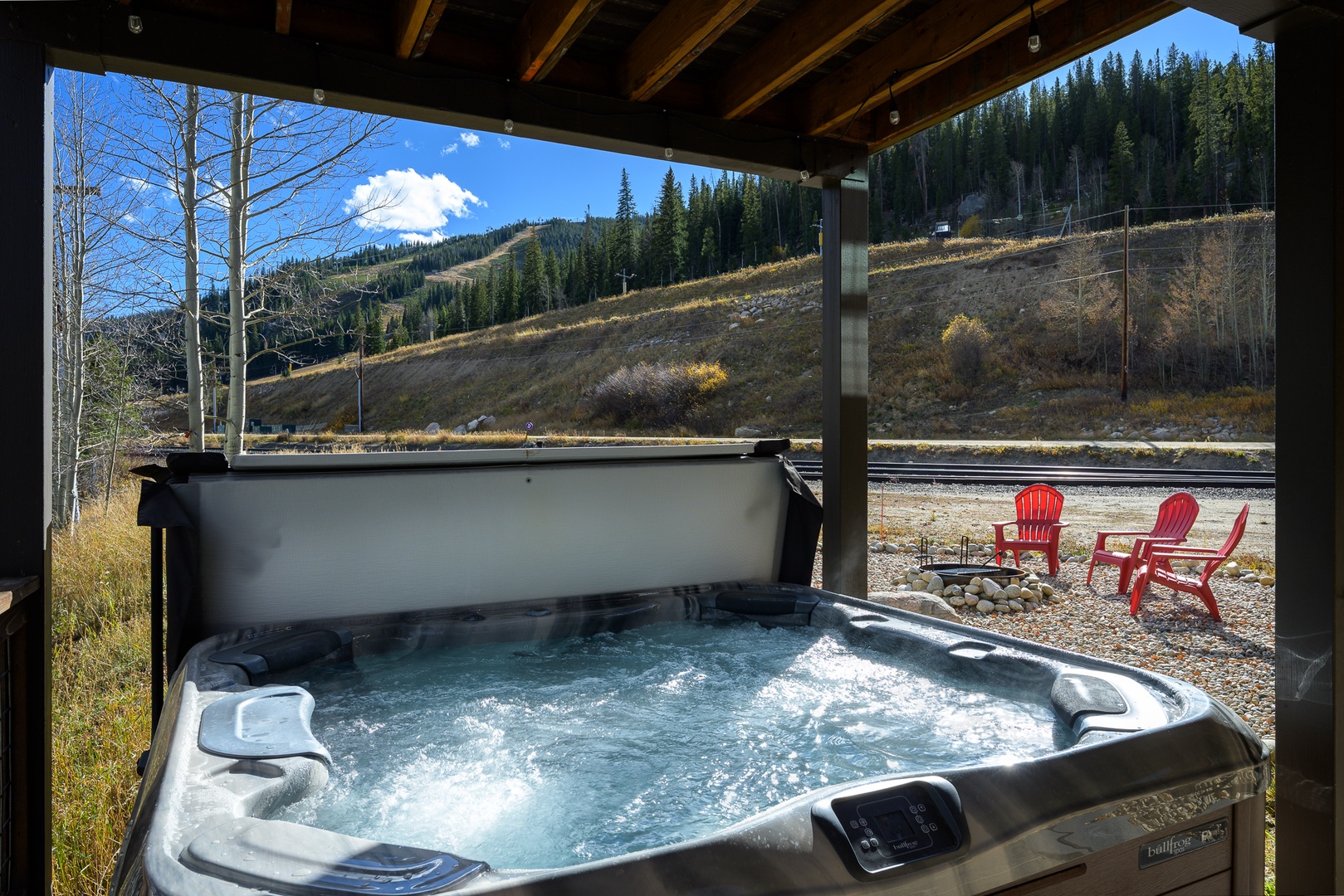 Views from the lower level hot tub, the ski mountain is right there!
