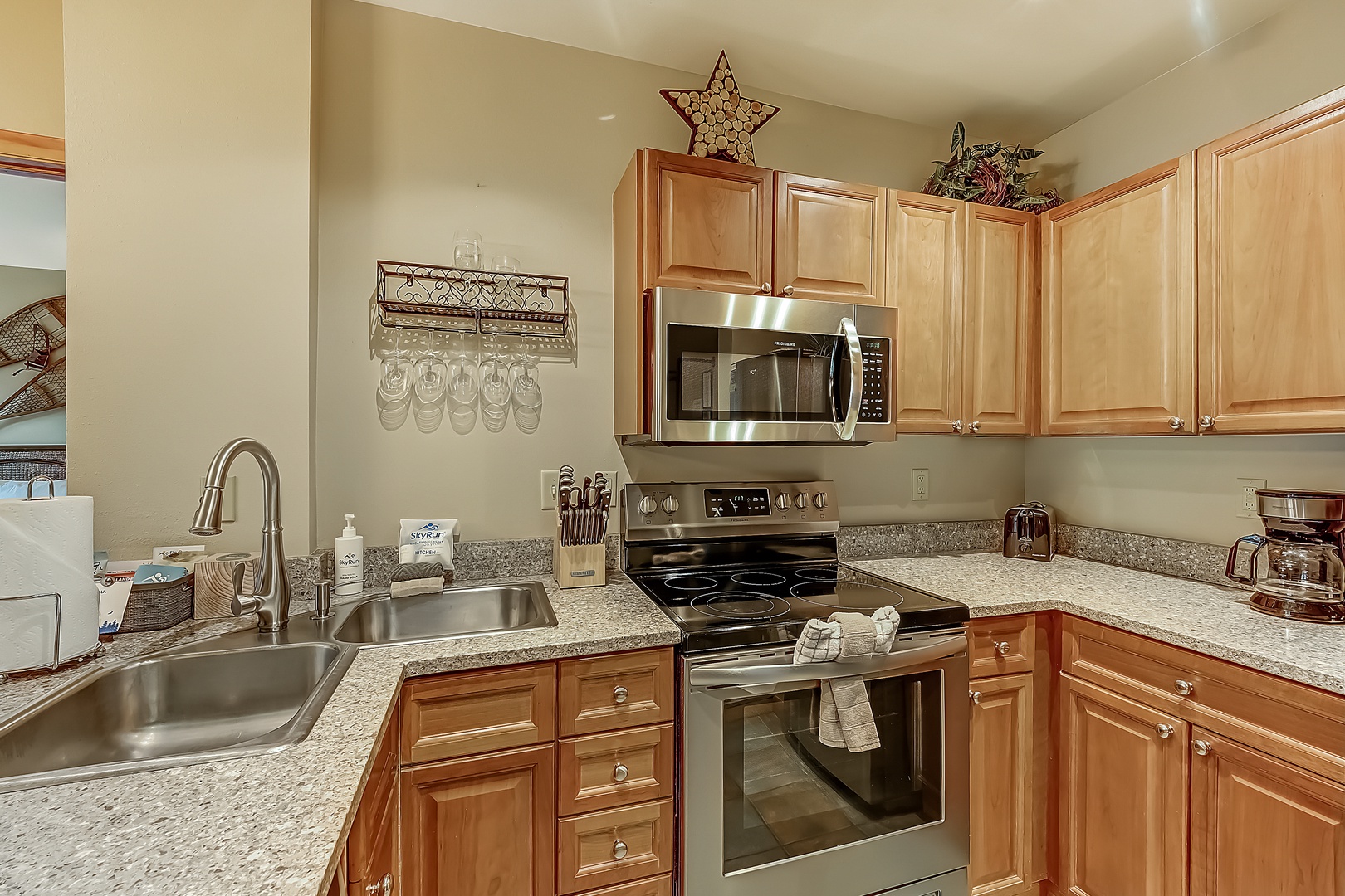 Your fully equipped kitchen makes meal prep a breeze, with stainless appliances, granite counters, and all the tools you need to cook up your favorite dishes.