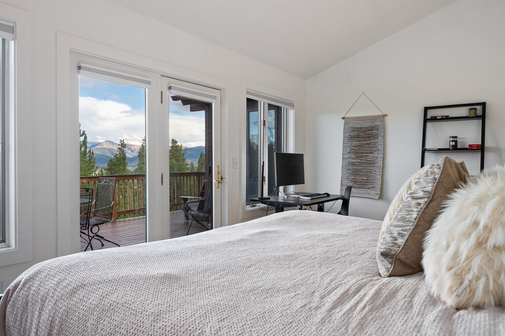 Wake up to stunning mountain views from your plush bed, step onto your private balcony, and breathe in the fresh air surrounded by towering pines.