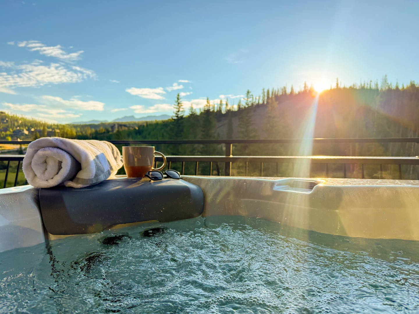 2 hot tubs, one on the rooftop deck overlooking a wilderness preserve.