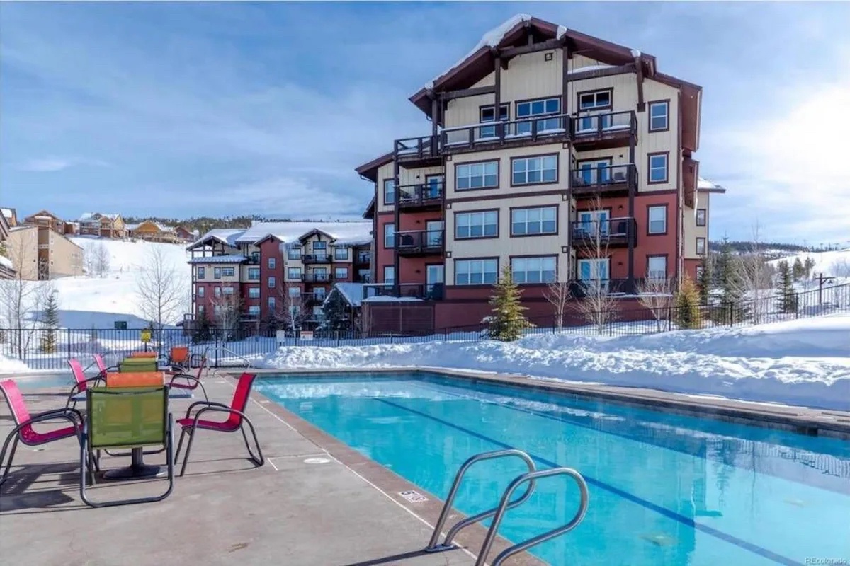 Heated outdoor pool amid mountain snow - perfect for year-round relaxation with stunning alpine views. $15/pp a day