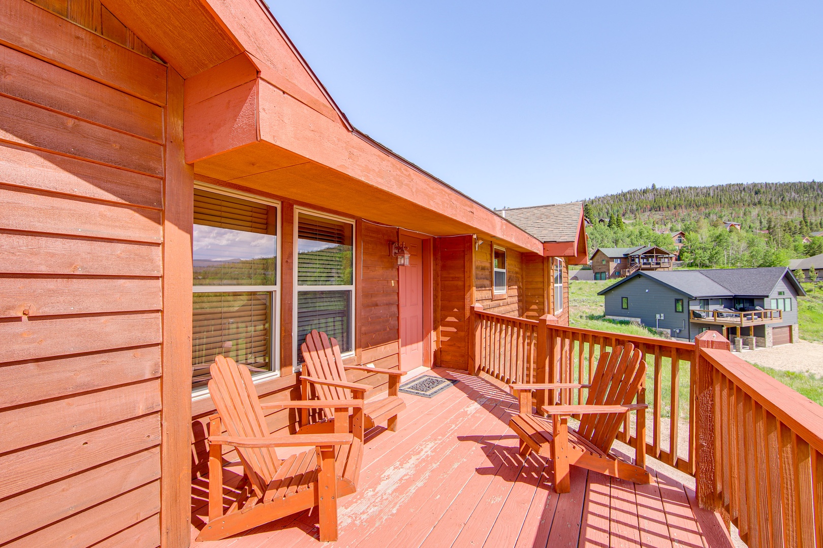 Unwind on your private deck with Adirondack chairs, soaking in stunning mountain views and fresh alpine air.