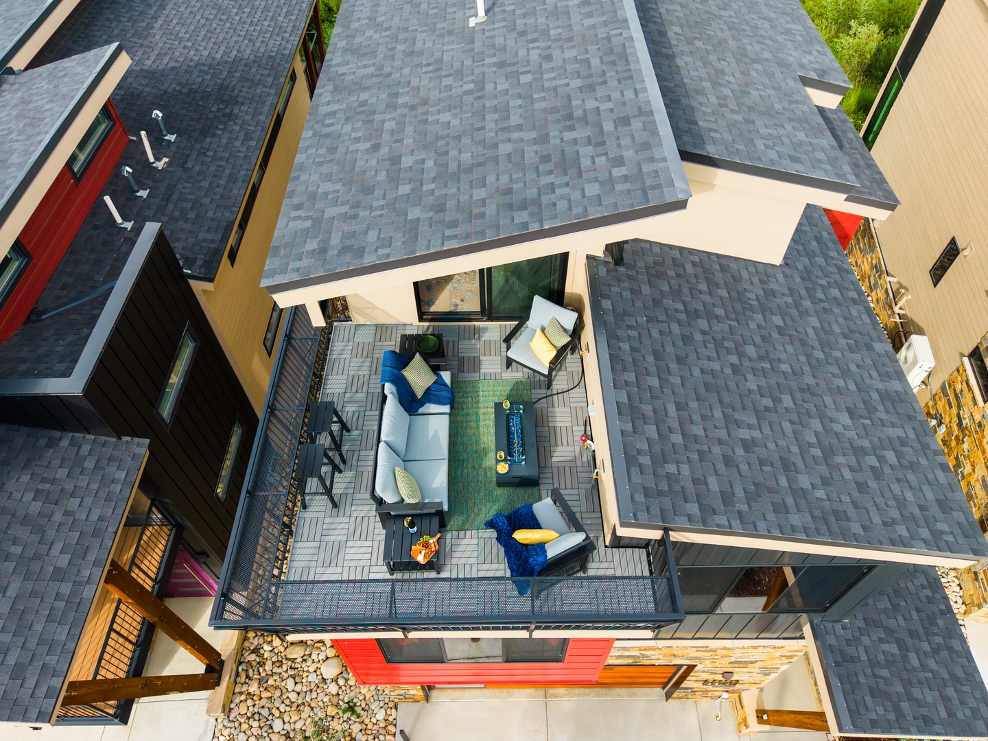 There are 2 rooftop terraces facing the front and back of the house.