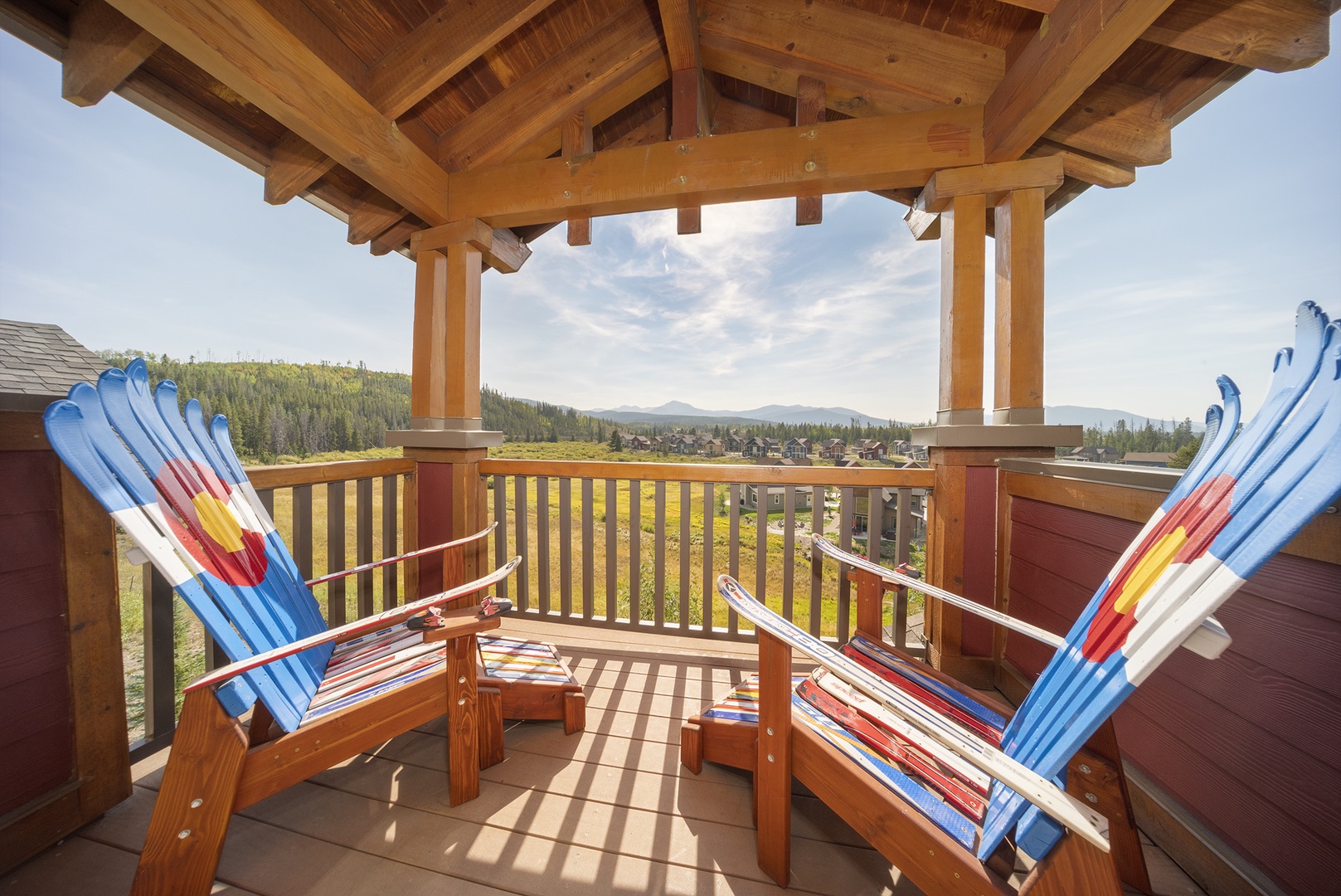 Unwind on the private balcony surrounded by sweeping mountain views and fresh alpine air