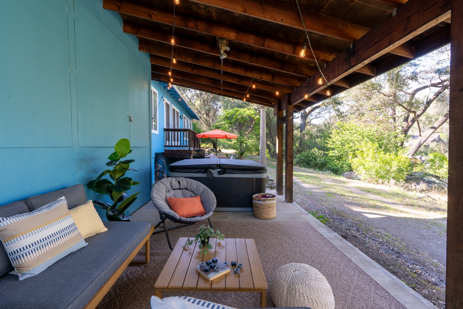 Unwind in your cozy covered patio.