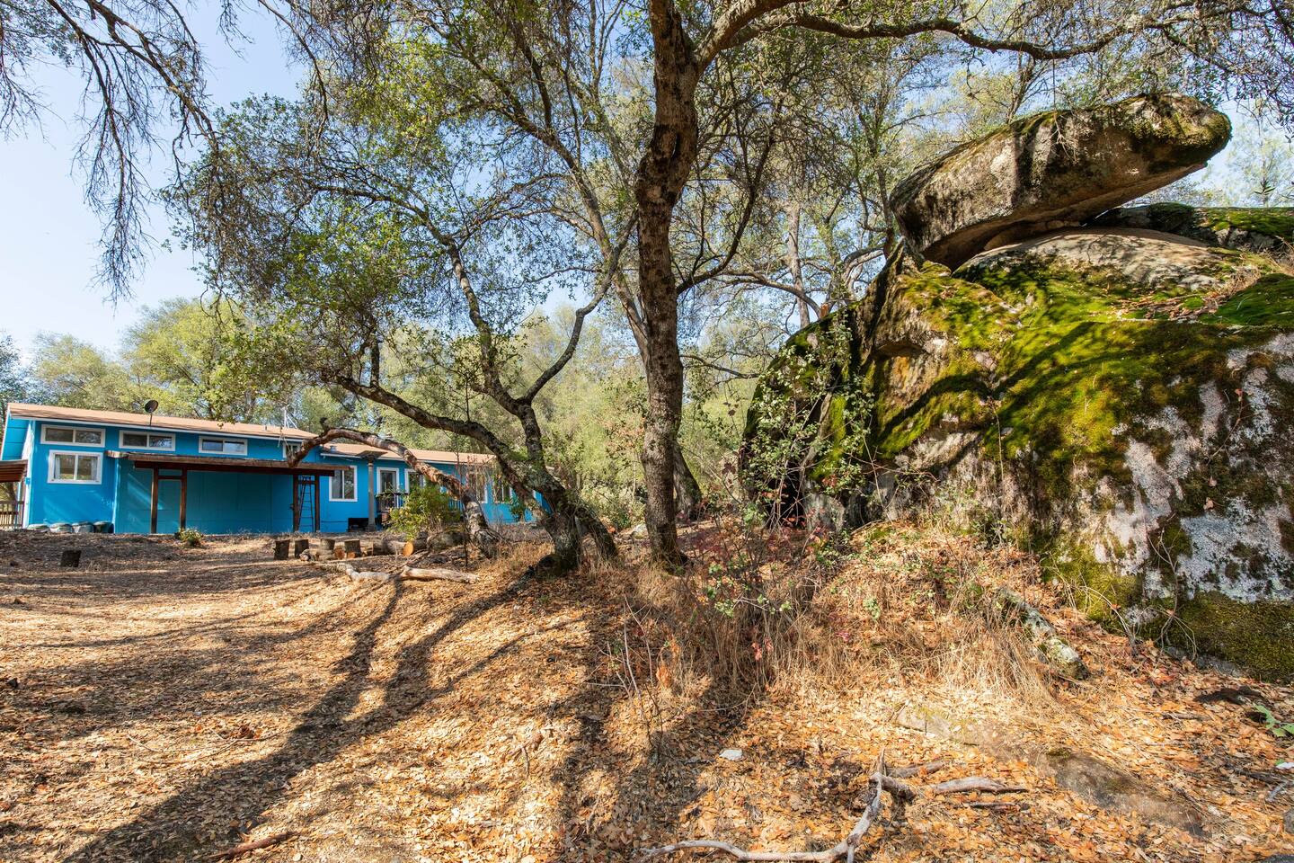 Your peaceful retreat is nestled among oak trees and boulders.