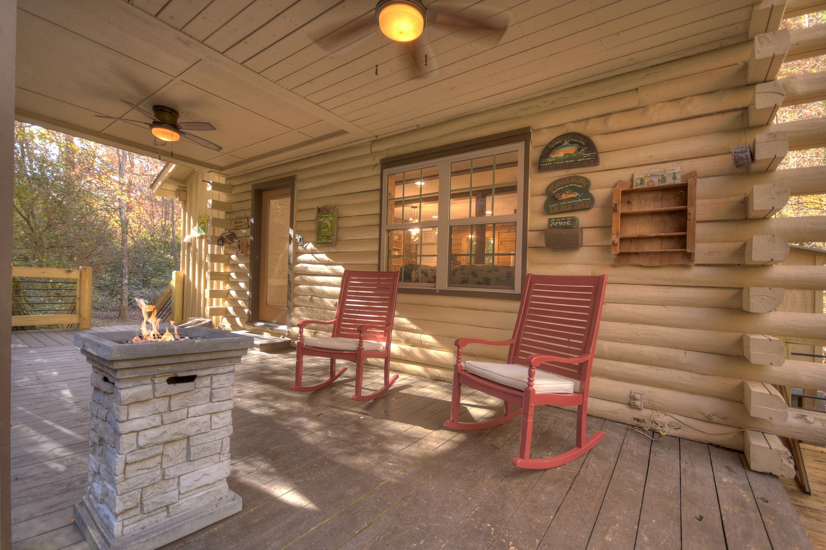 Happy Trout Hideaway- Entry level deck & rocking chair seating