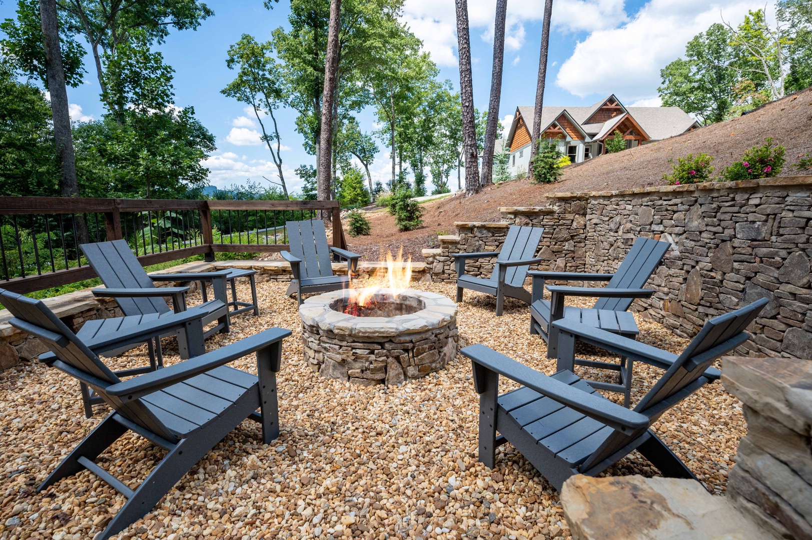 Mountain Echoes- Fireplace with outdoor seating