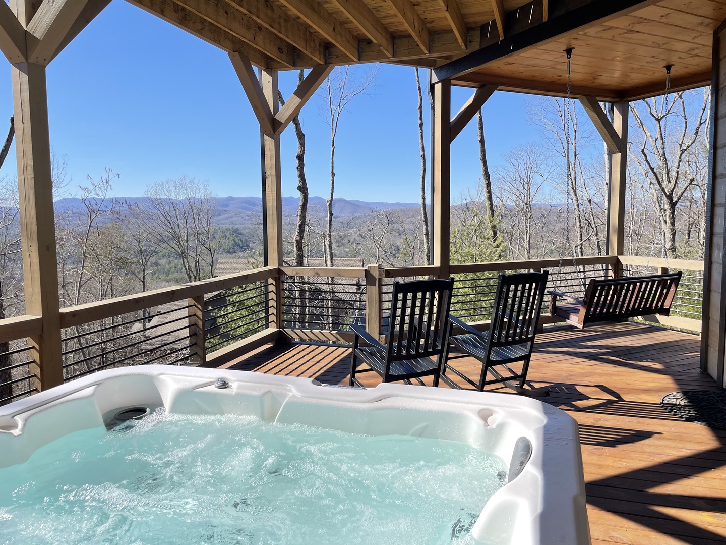 Highland Escape - Lower Level Deck Hot Tub View