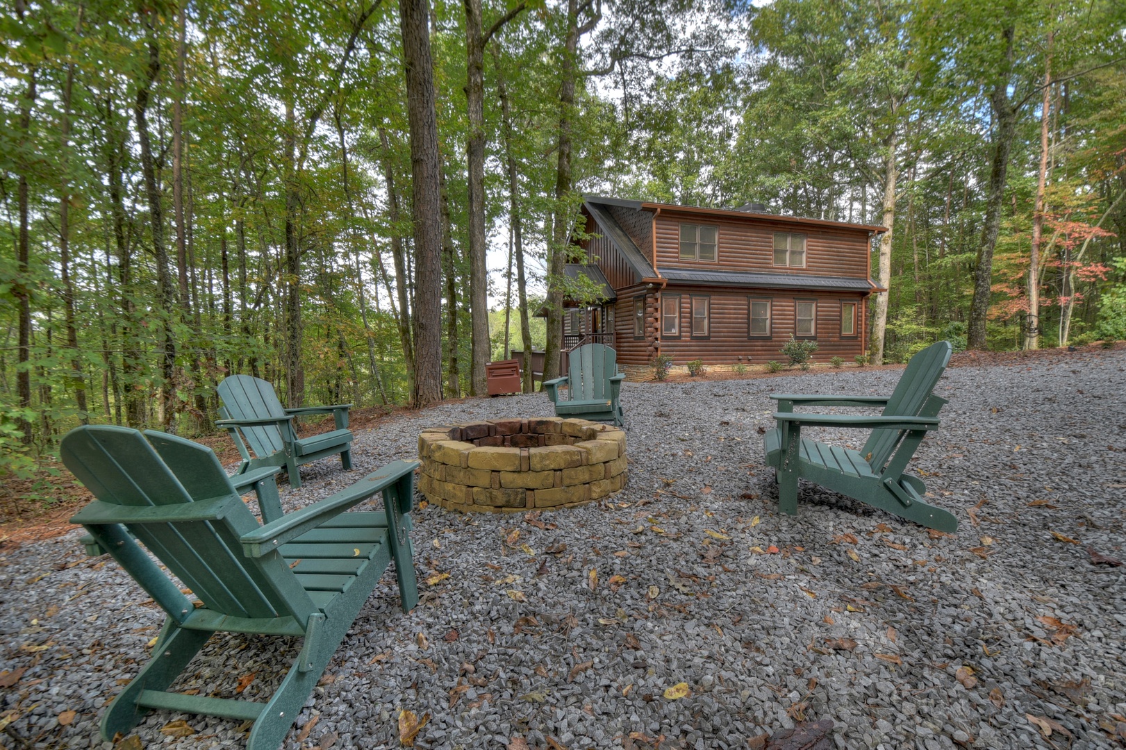 The Great Escape - Firepit area in view of the cabin
