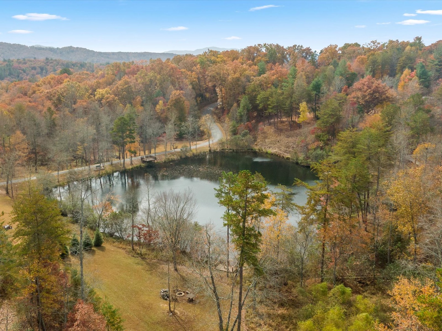 Whispering Pond Lodge -  Aerial View of Pond