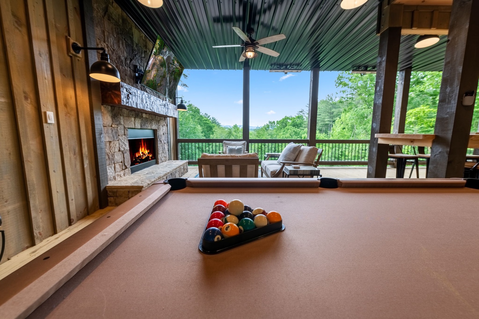 Rich Mountain Chateau Lower Level Deck Pool Table
