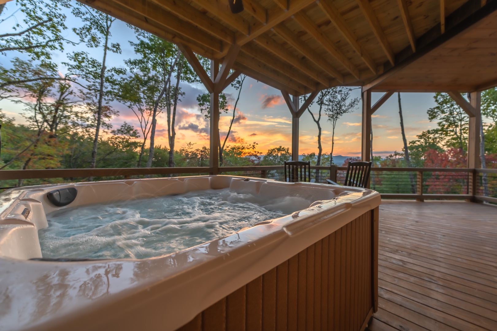 Highland Escape- Lower Level Deck Hot Tub View