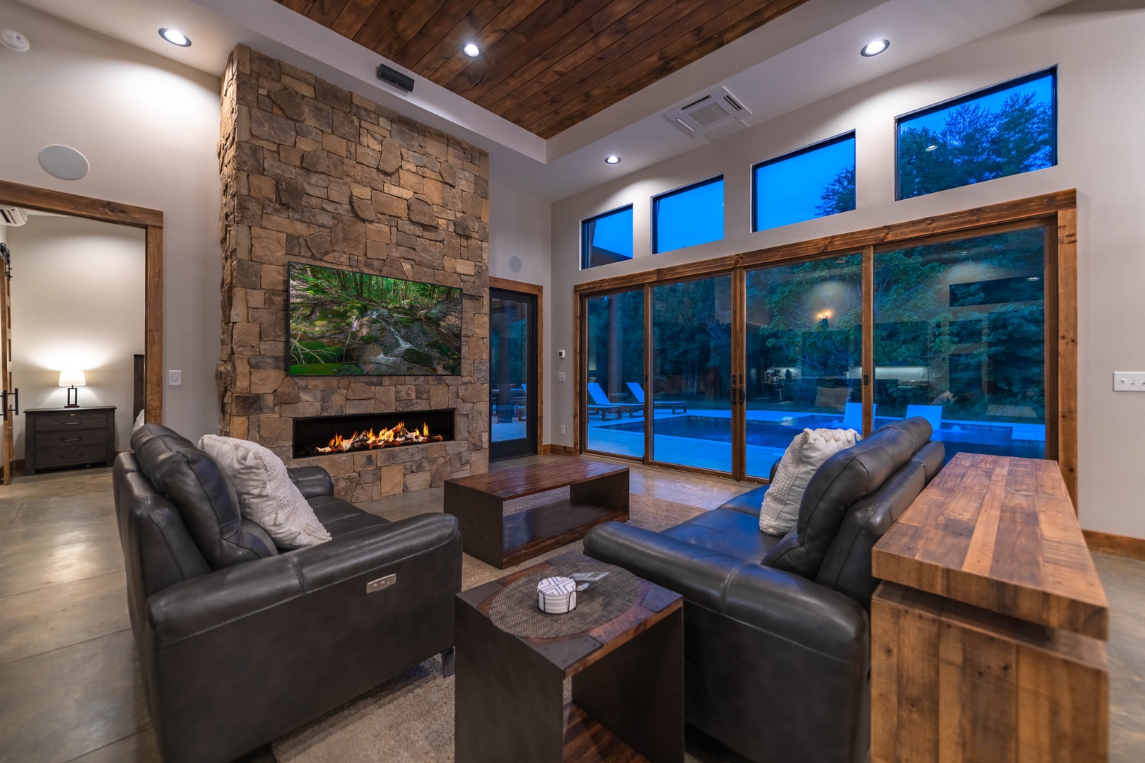 Cohutta Mountain Retreat- Living room space with outdoor access