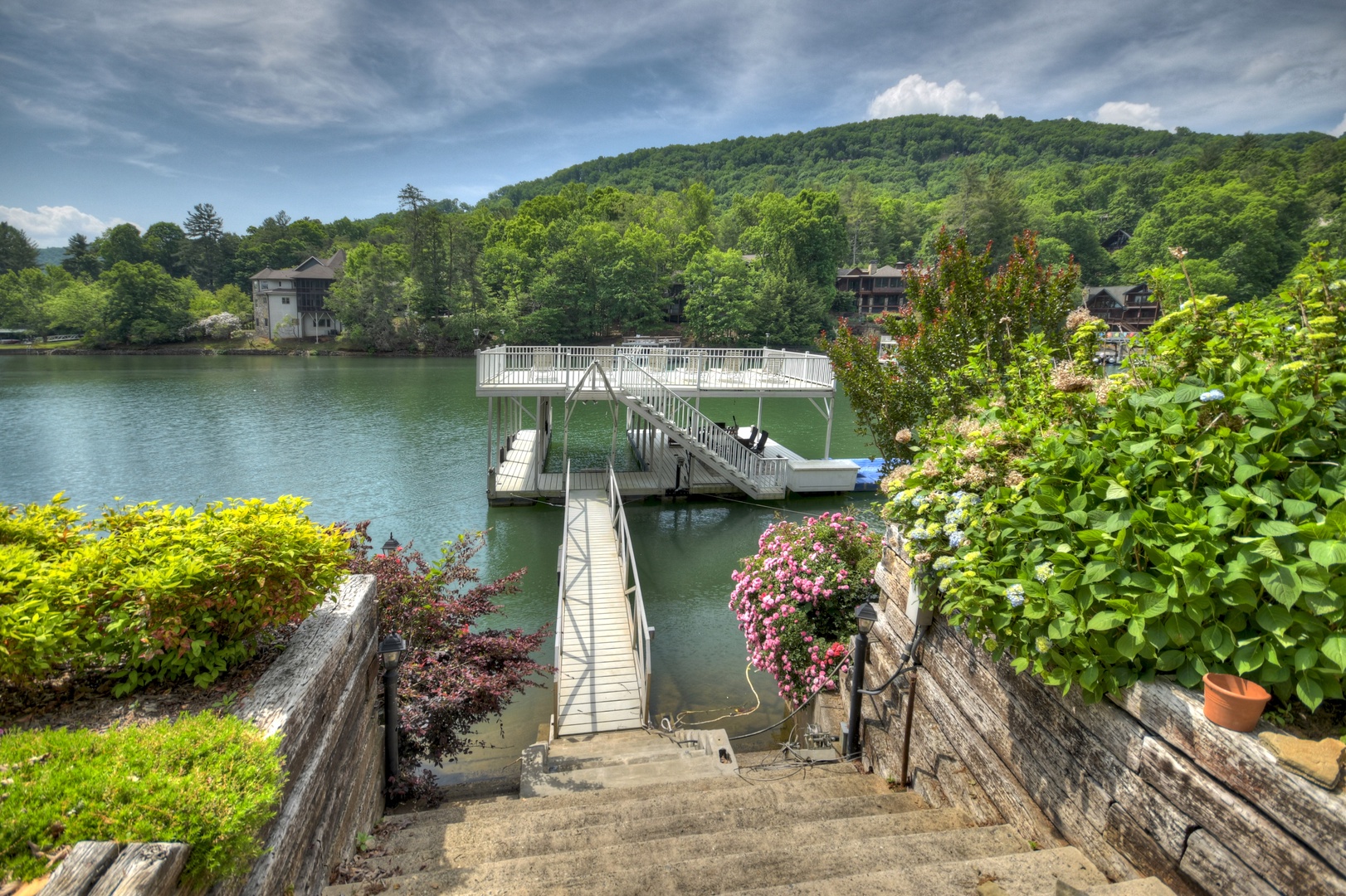 Jump Right In- Steps leading to the private dock from the lakehouse