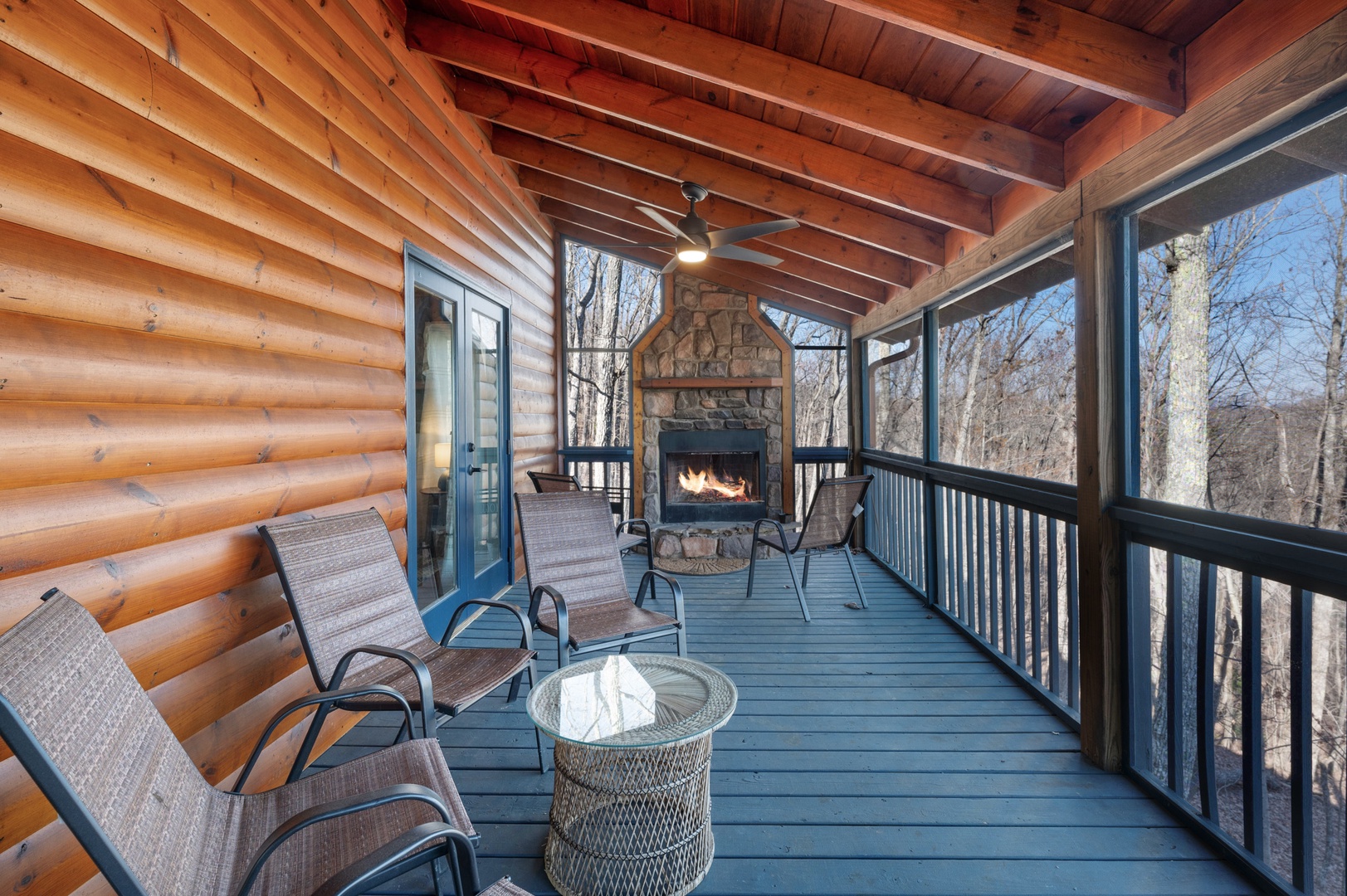 Above It All - Entry Level Screened Deck Outdoor Wood Burning Fireplace