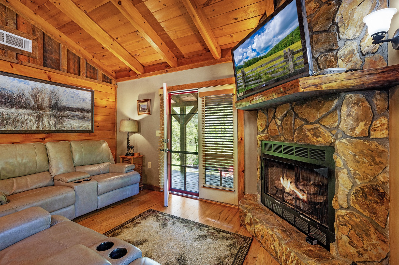 Creek Side Hideaway - Living Room Gas Fireplace