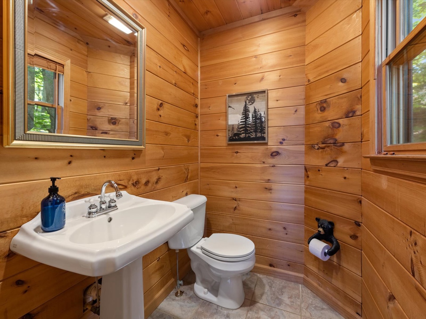 Bear Necessities- Entry level shared bathroom area