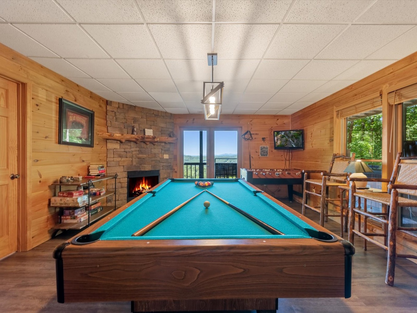 Bear Necessities- Lower level game room with pool table