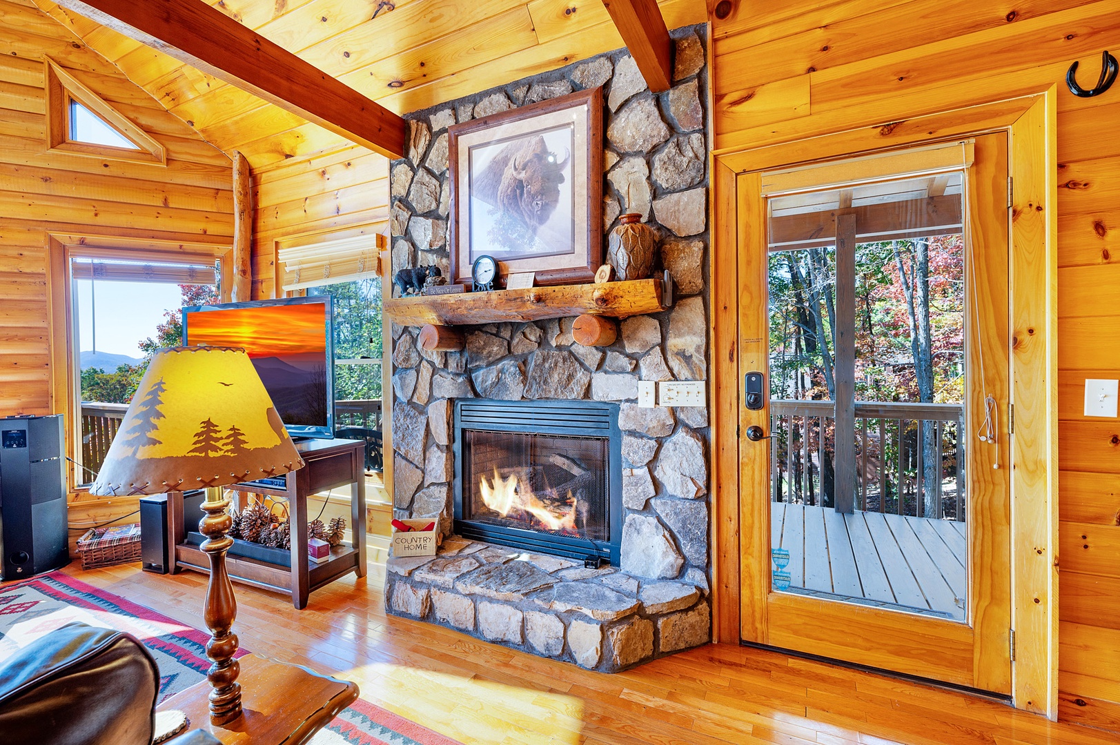 Panoramic Paradise: Living Room Fireplace