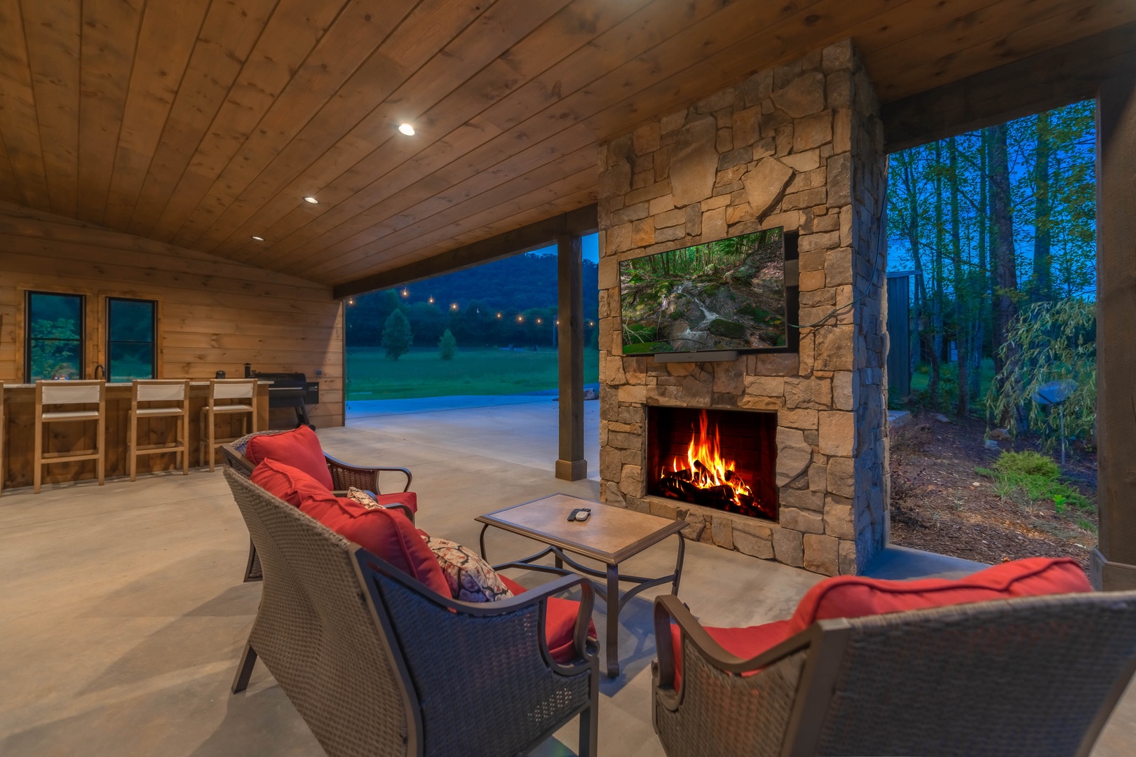 Cohutta Mountain Retreat- Outdoor fireplace and seating