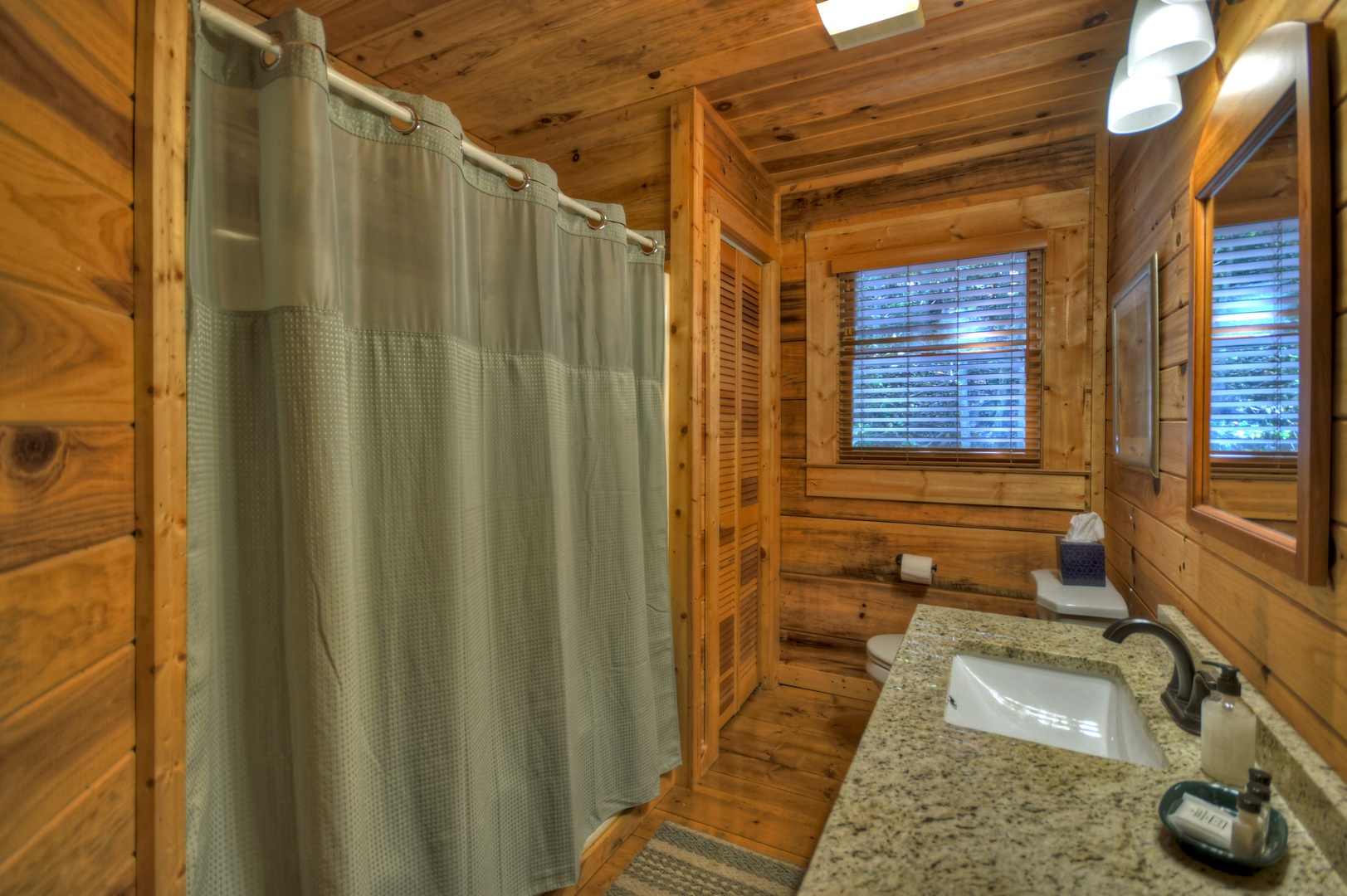 Ridgetop Pointaview- Entry level shared bathroom with a vanity sink, toilet and shower