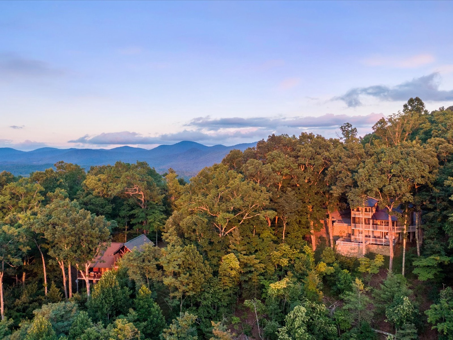 Aska Bliss- Aerial view from the cabin with the Blue Ridge mountains in the background
