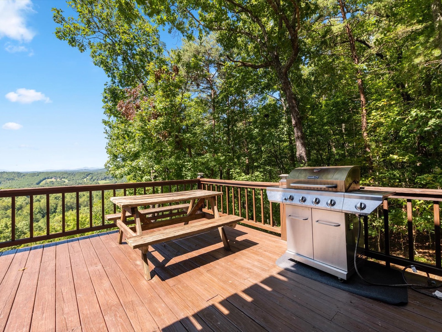Bear Necessities- Entry level deck with a picnic table & grill