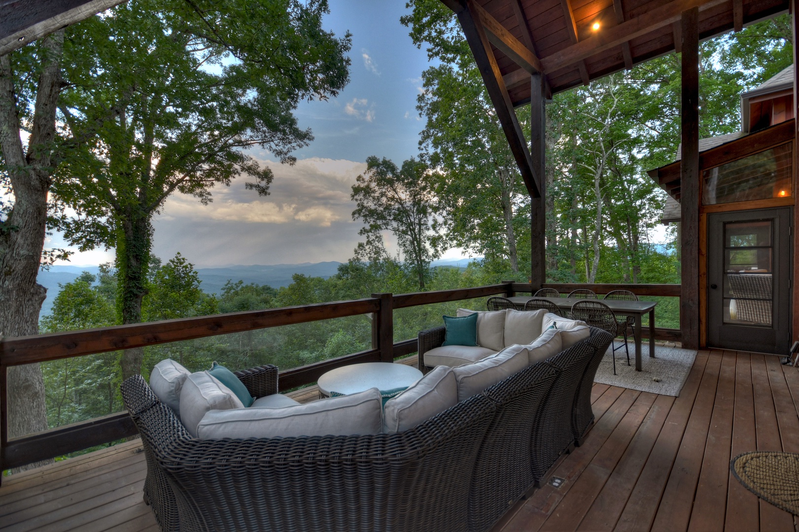 Heavenly Day - Entry Level Deck Seating with Forest and Mountain Views