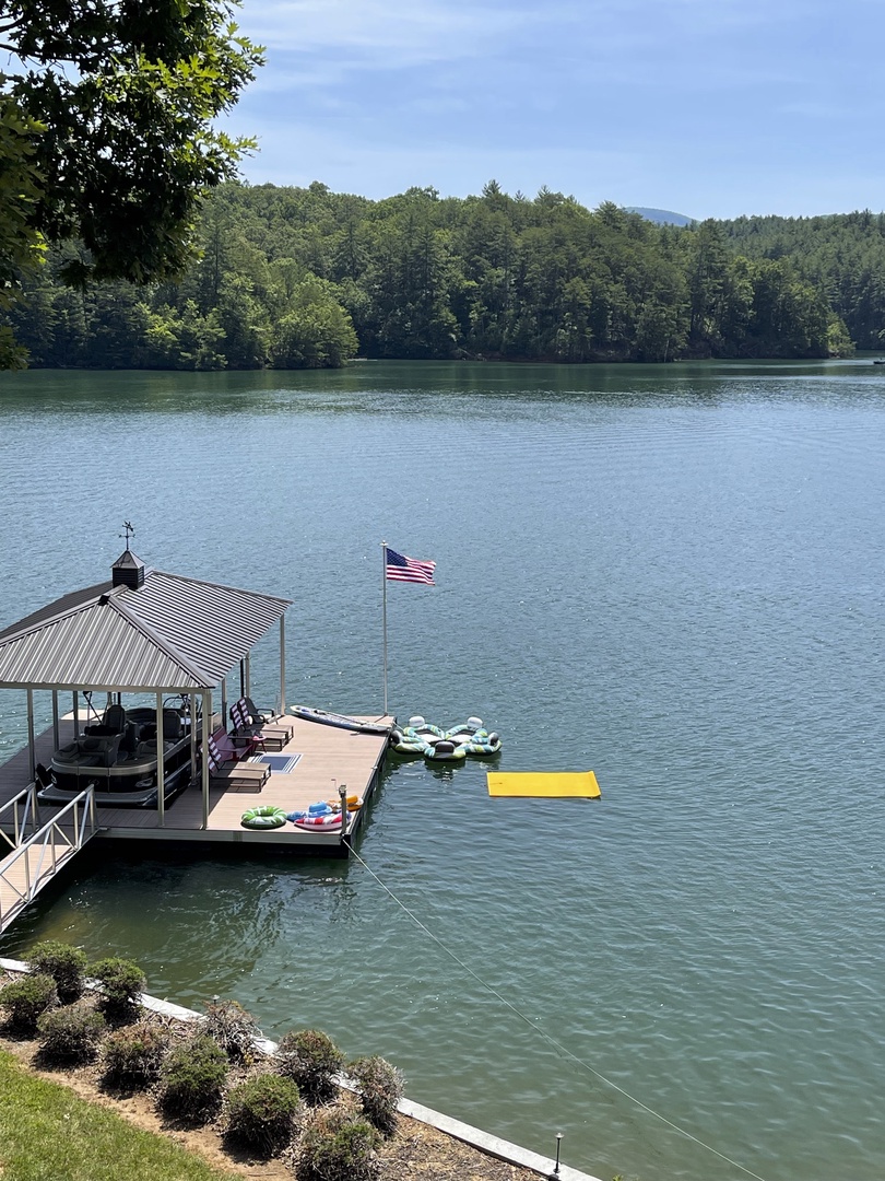 Blue Ridge Lakeside Chateau - Aerial View of Dock