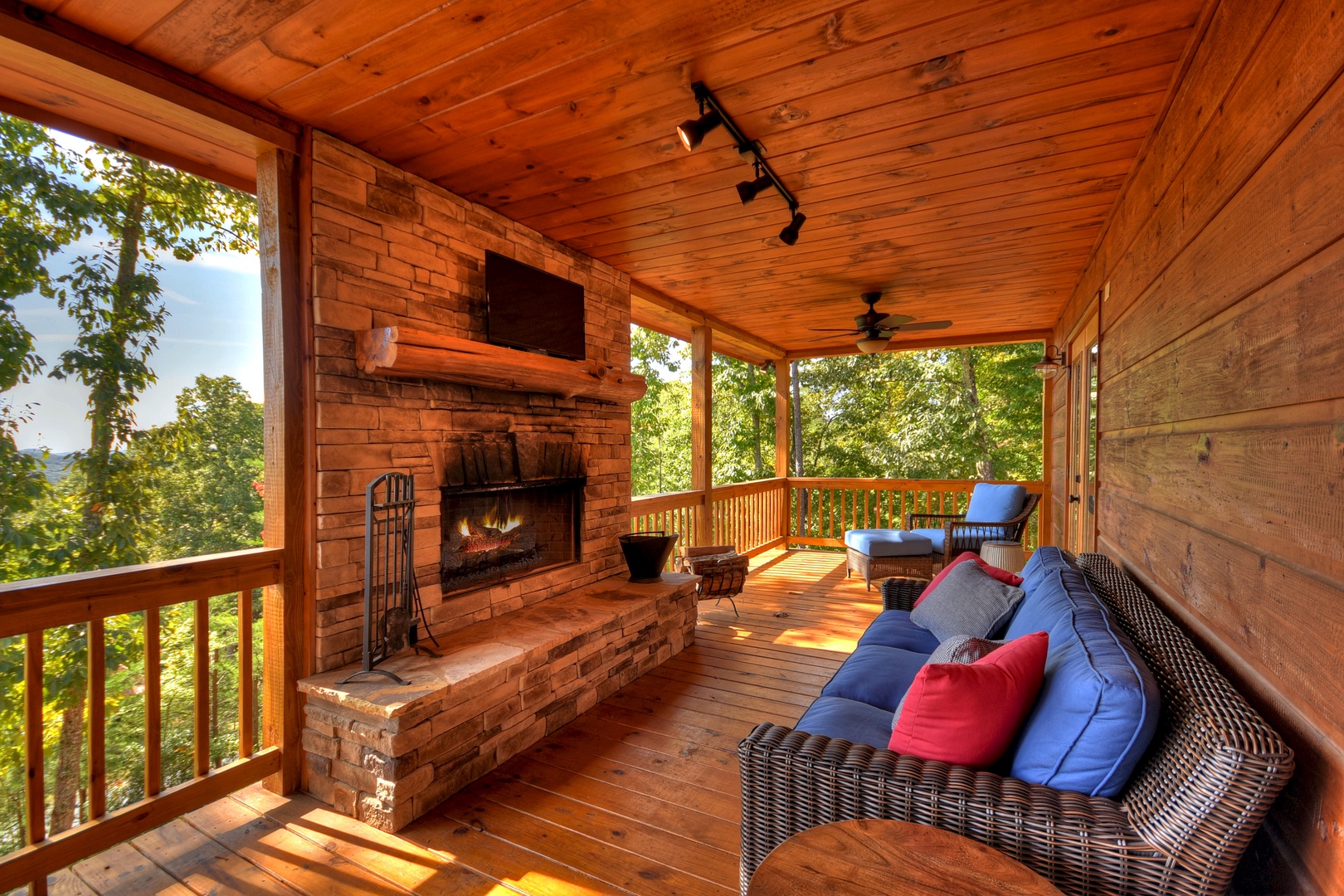 Point Of View - Deck Lounge Area with Wood-Burning Fireplace