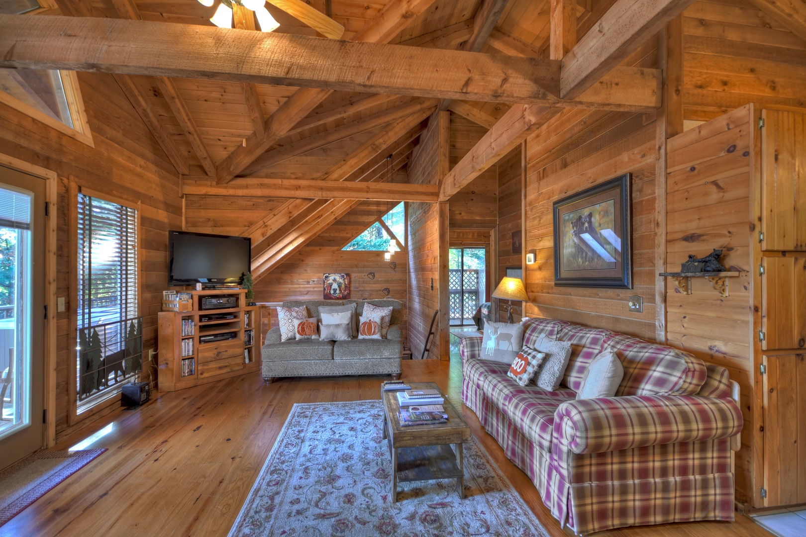 The Good Place- Living area with rustic ceiling design