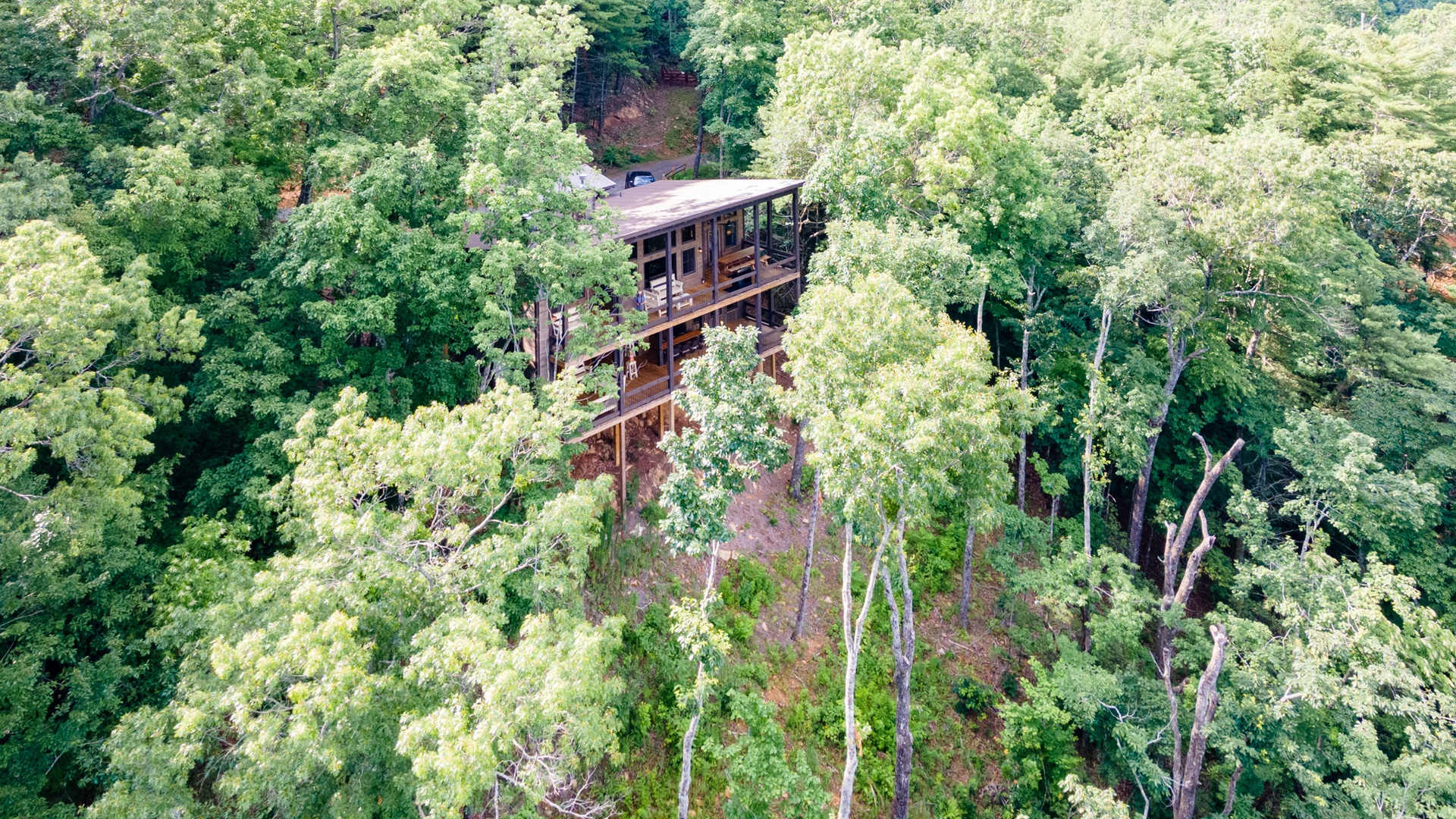 Feather & Fawn Lodge- Aerial view of the cabin