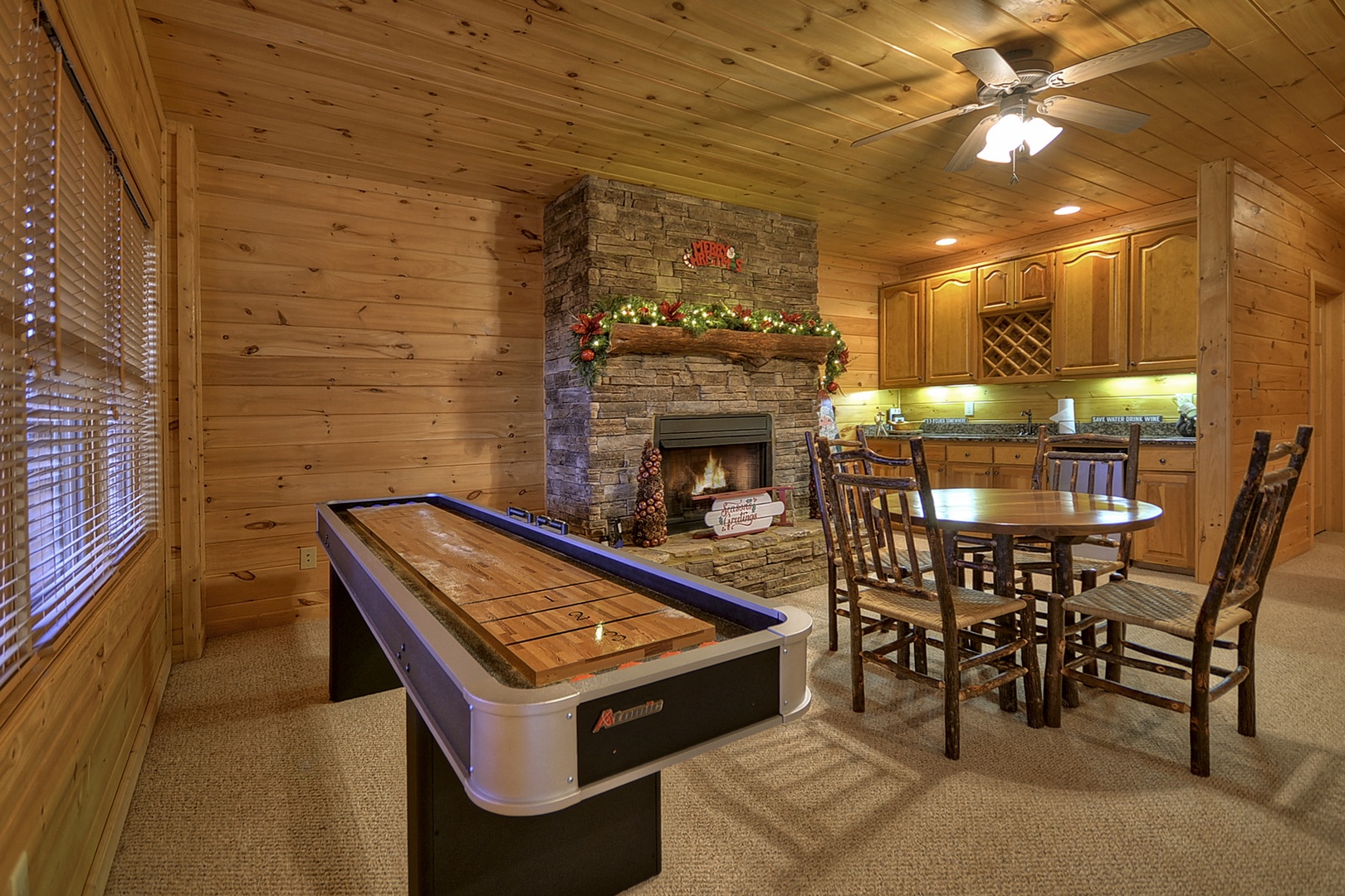 Bearcat Lodge- Lower level area with shuffleboard and card table