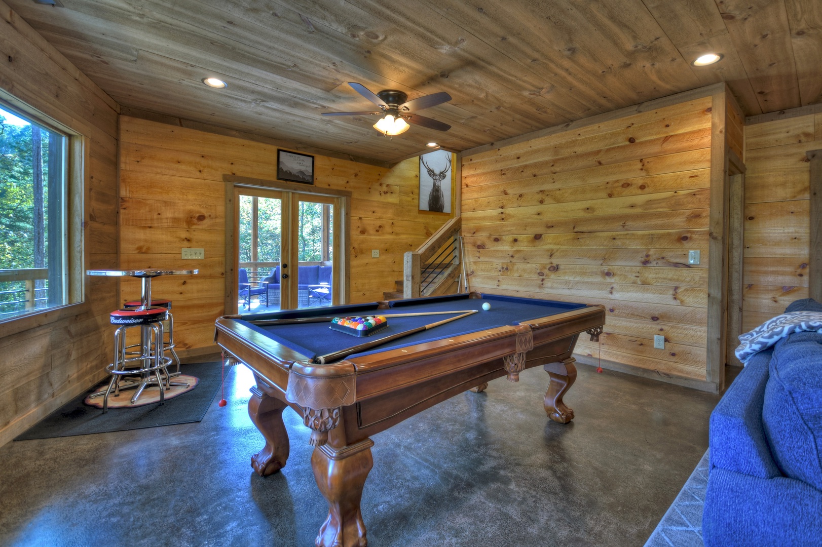 Cedar Ridge- Lower level den area with a card table and pool table