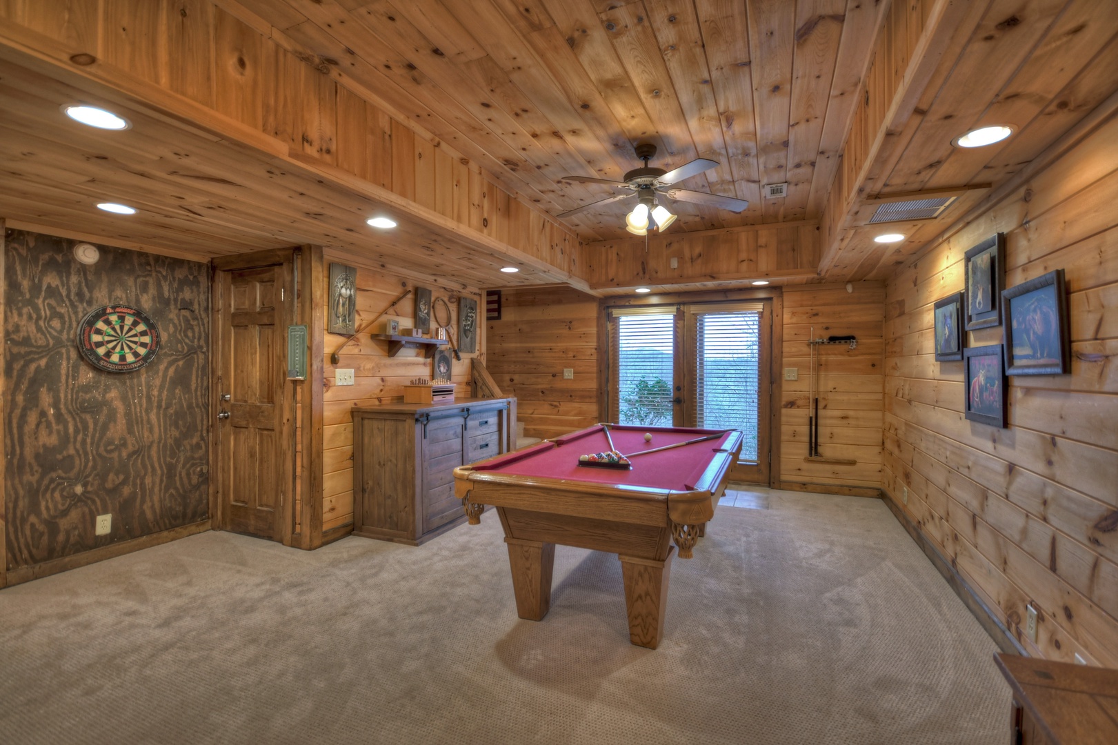 Silent In The Morning- Pool table & dart board with lower level game area