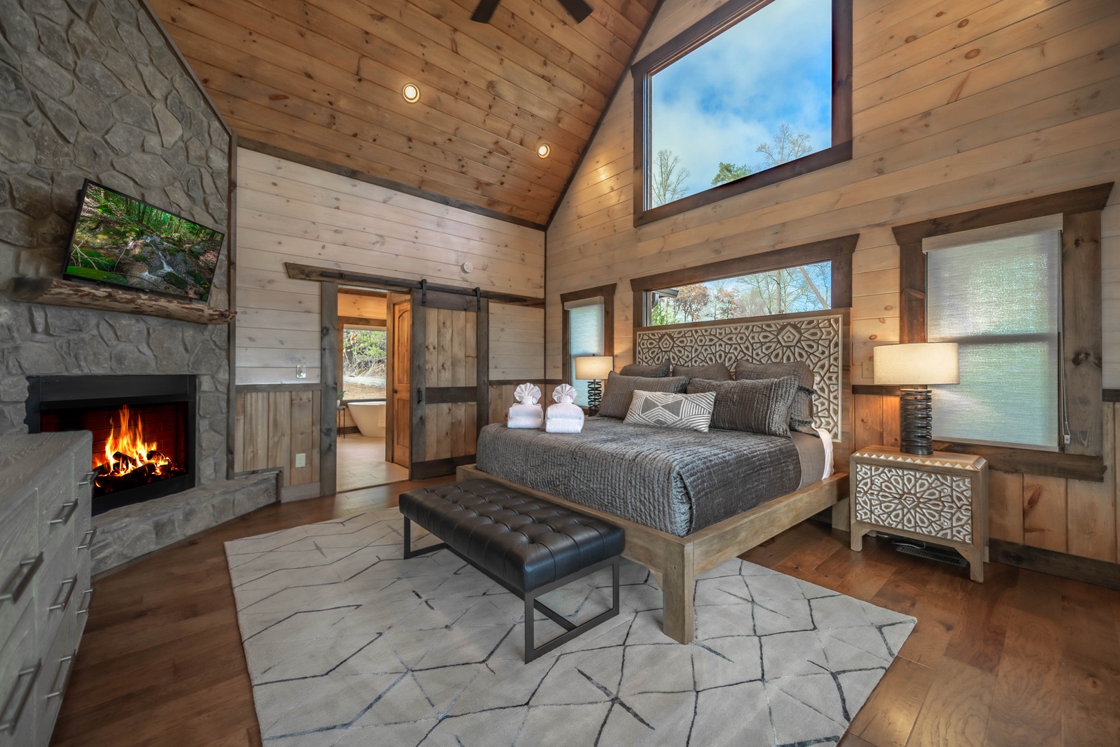 The Ridgeline Retreat- Main level king master bedroom with modern flair