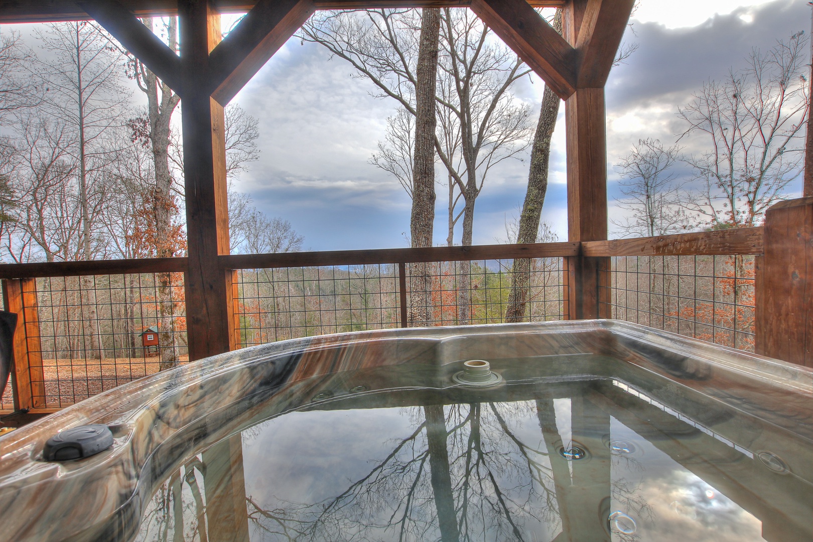 Once In A Blue Ridge: Lower-level Hot Tub View