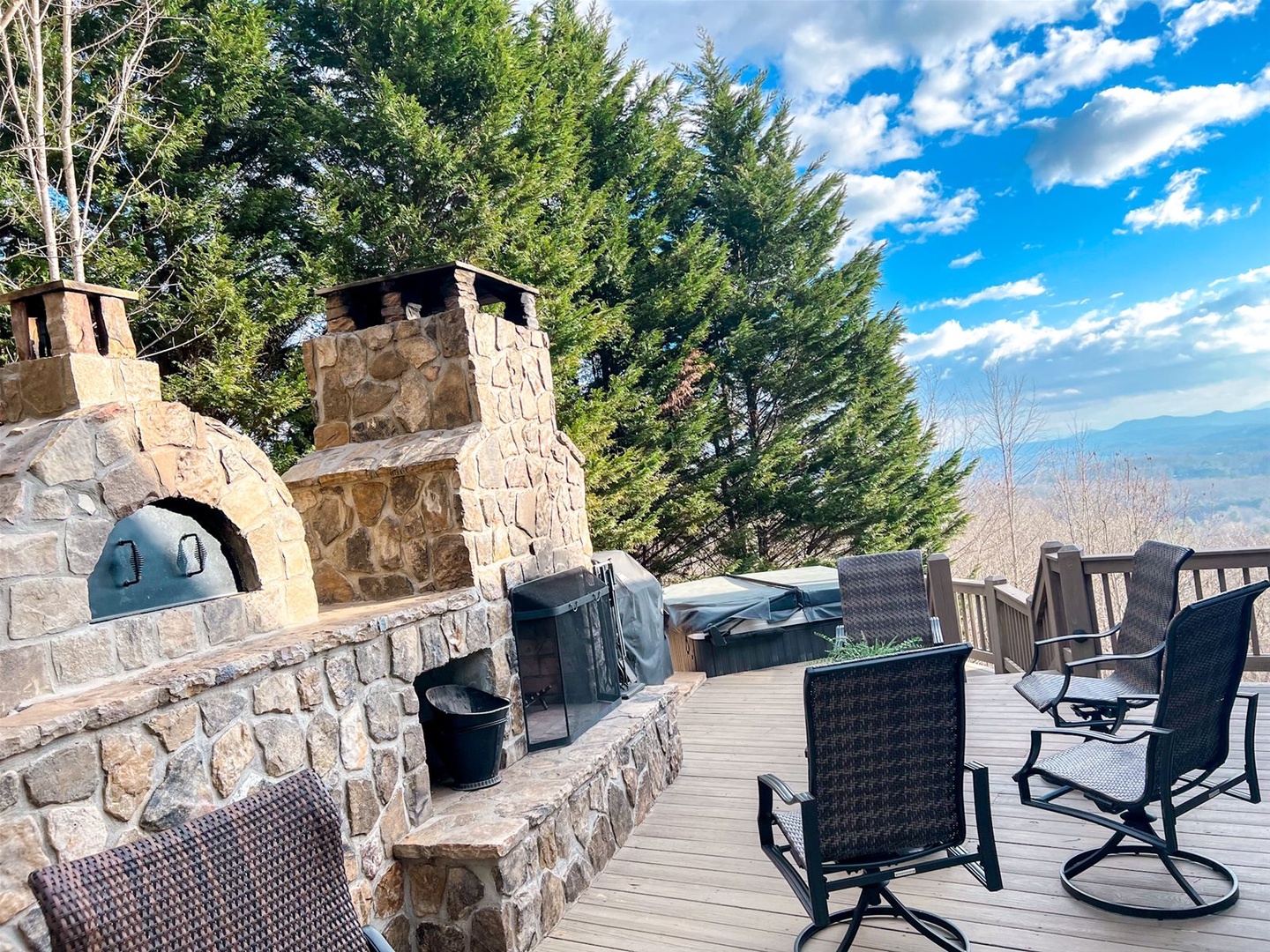 Sky Ridge - Outdoor fireplace and deck