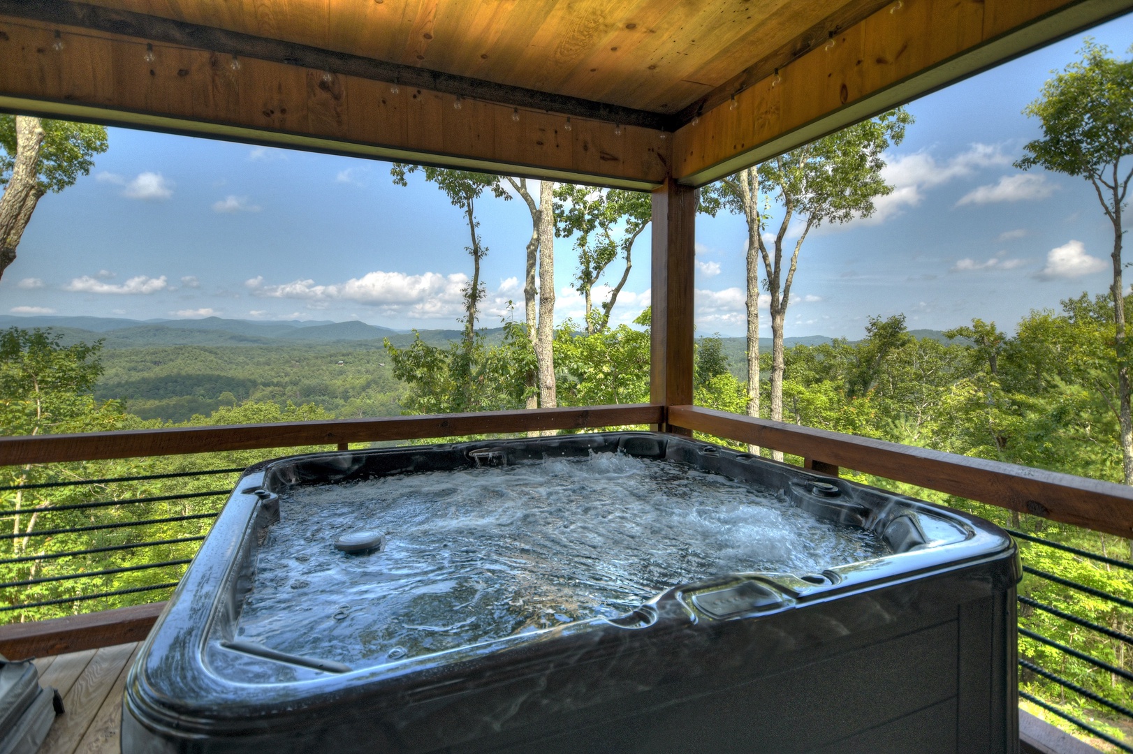 New Heights- Hot tub area with Blue Ridge mountain views