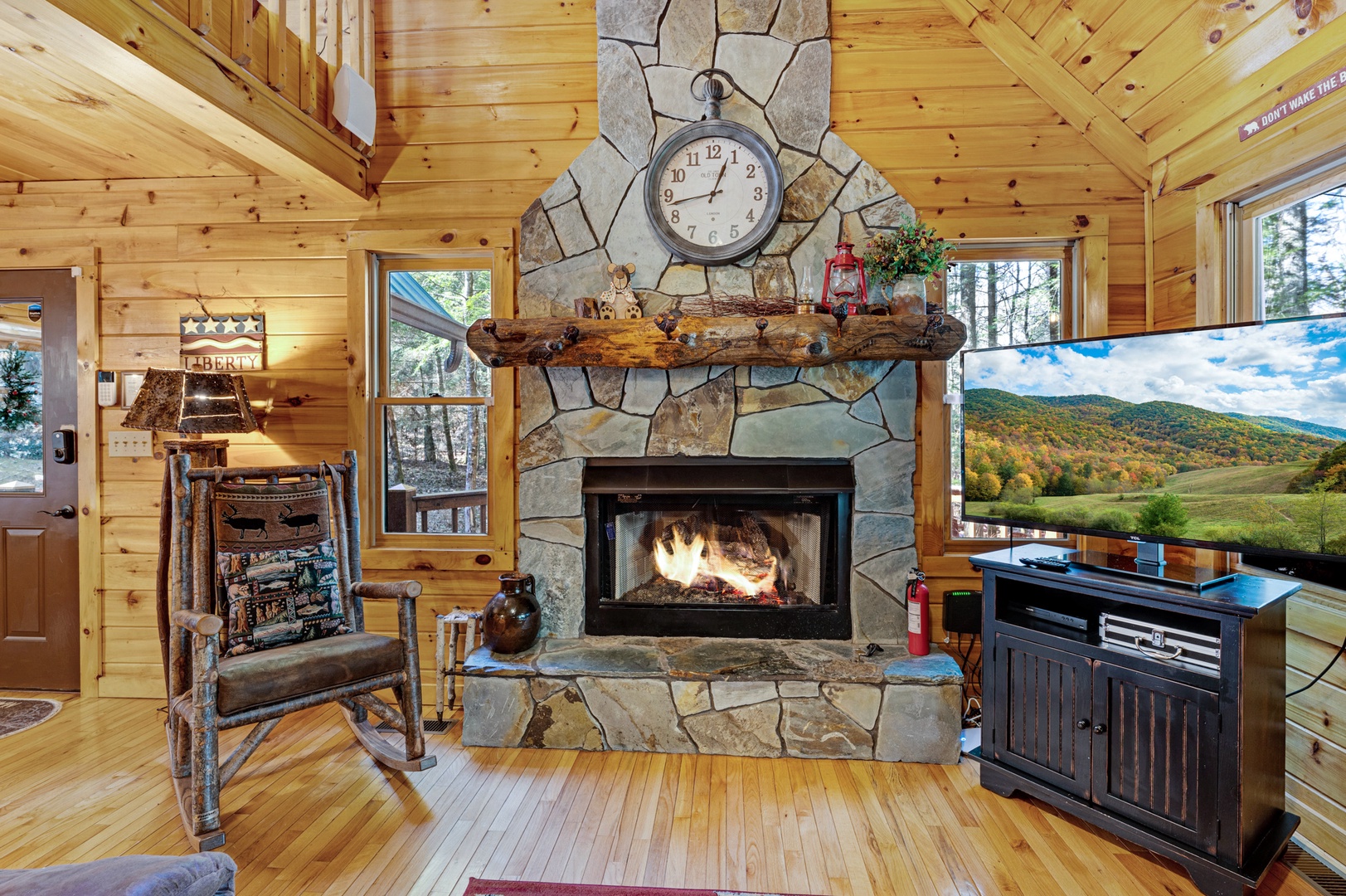 Bear Creek:  Entry Level  Living Room Fireplace