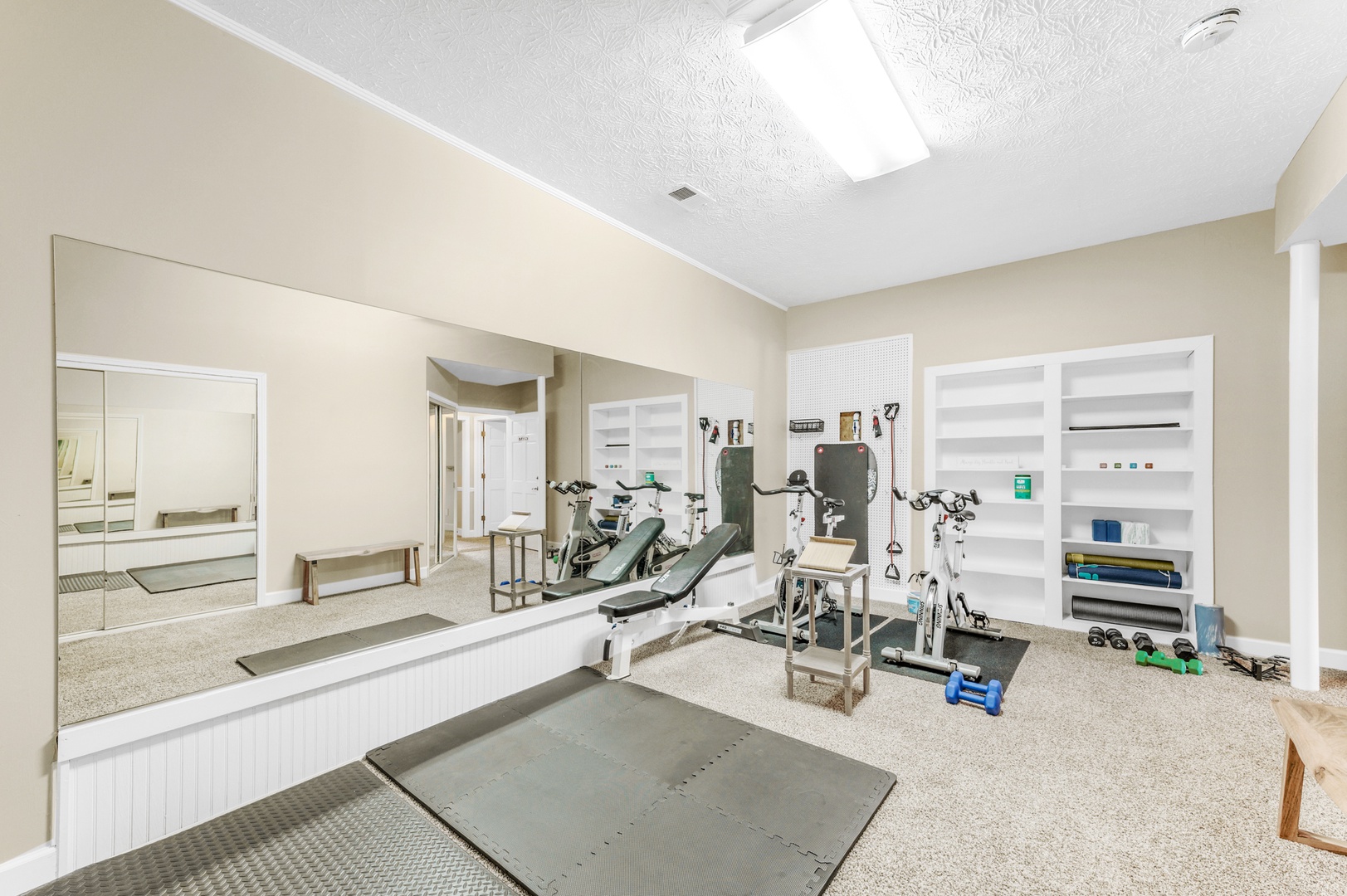 Blue Ridge Lakeside Chateau- Exercise room with equipment and mats