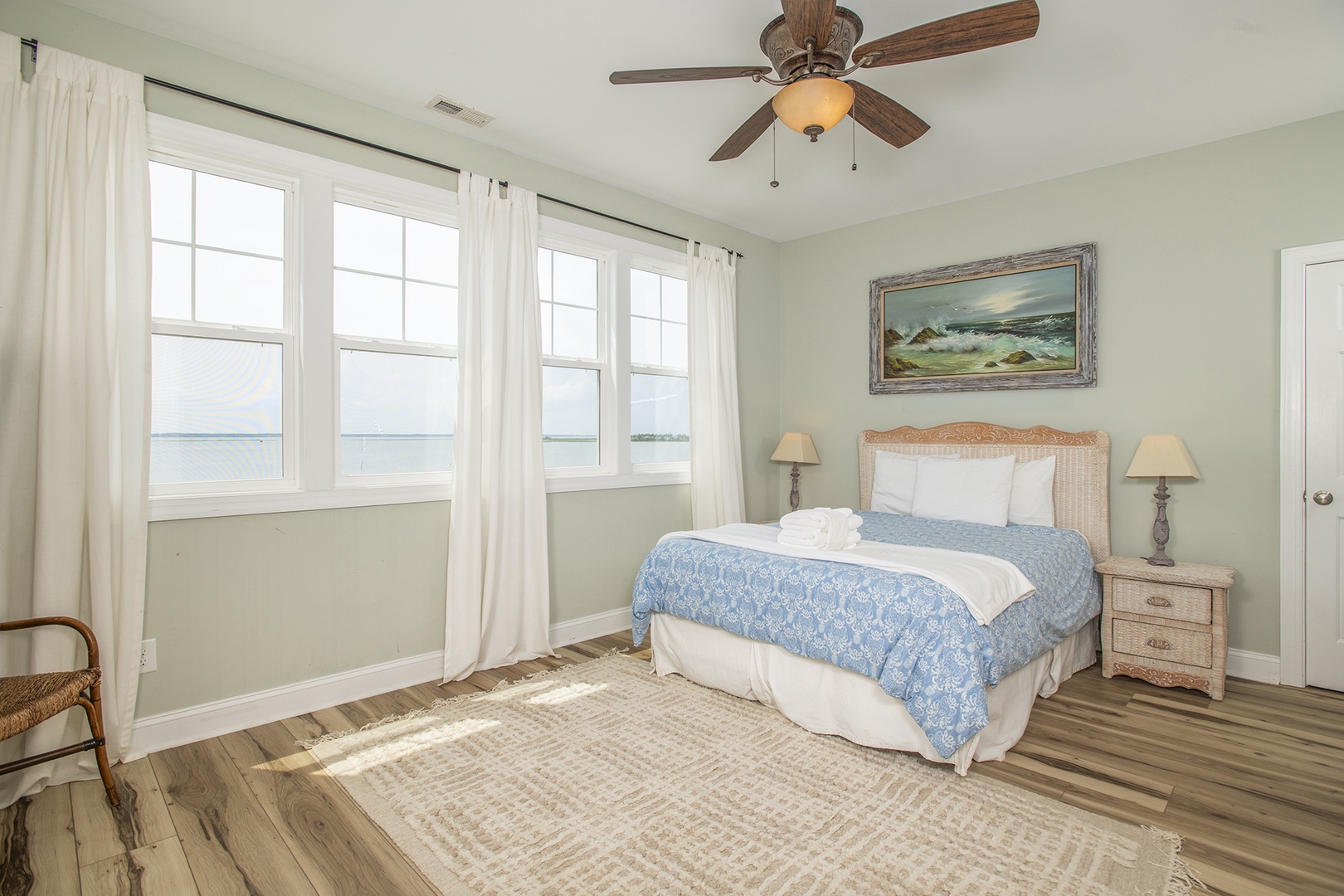 Primary Queen Bedroom with Expansive Water View