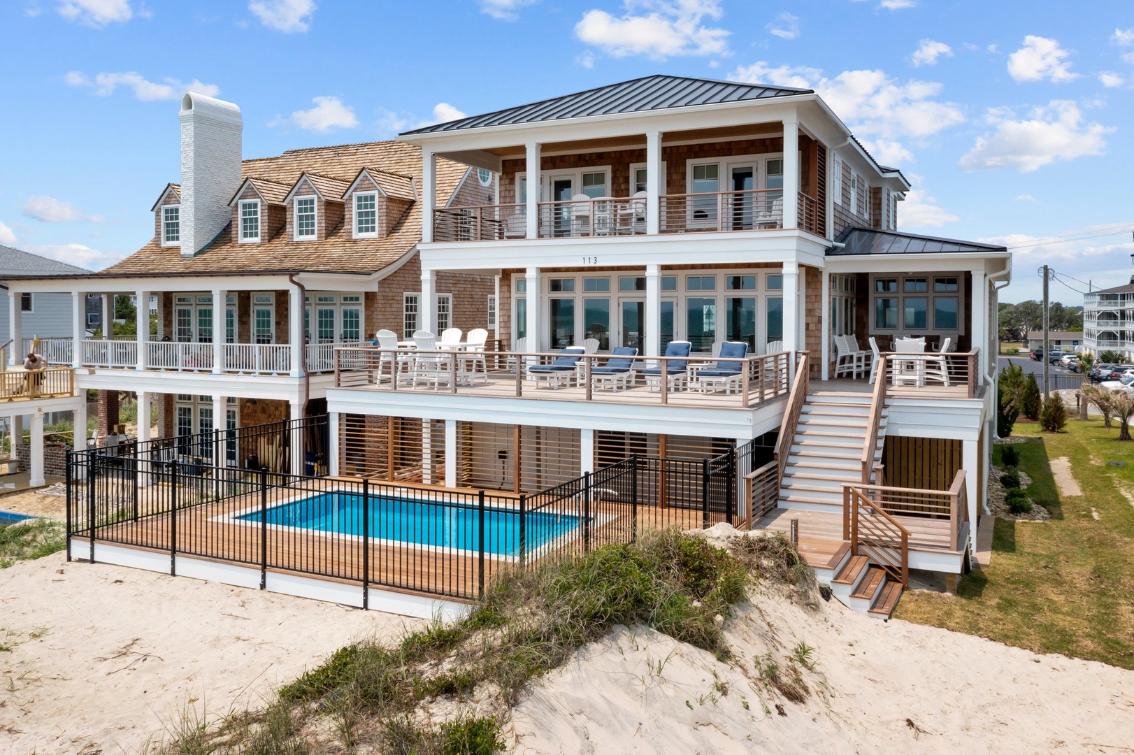 Double Porches and Pool on the Beach
