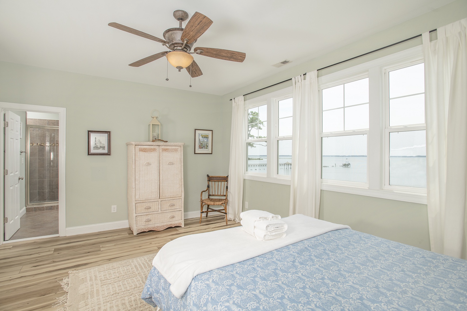 Primary Queen Bedroom with Expansive Water View