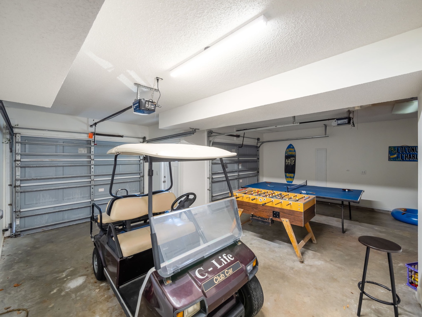 Garage with Golf Cart and Table Games