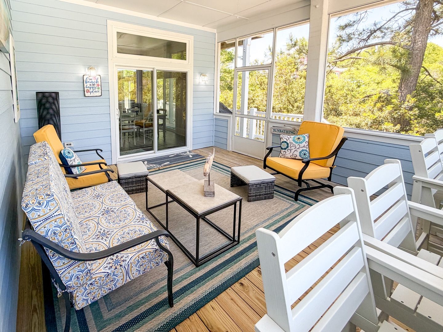 Relax on your private screened porch with comfortable seating, fresh air, and serene forest views. Perfect for morning coffee or unwinding after a day of exploration.
