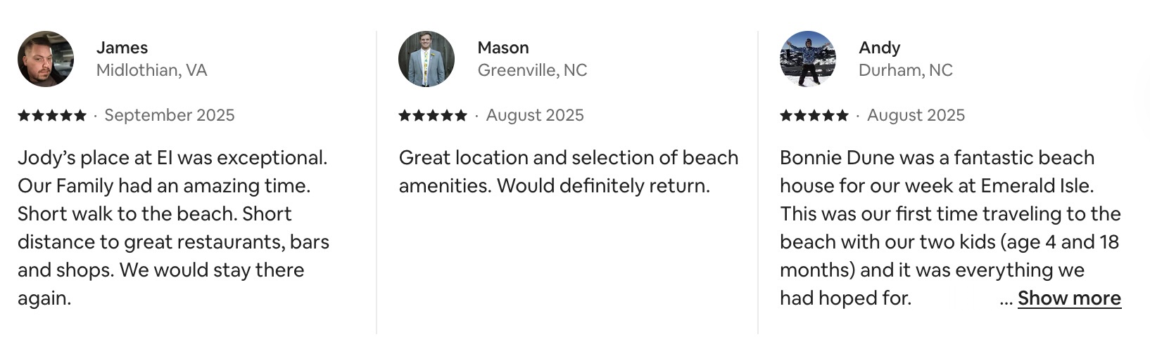 Reviews from previous listing!