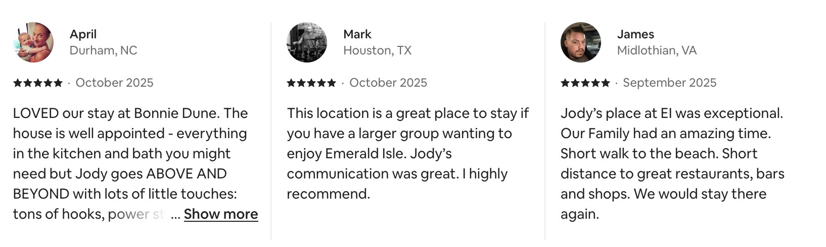 Reviews from previous listing!