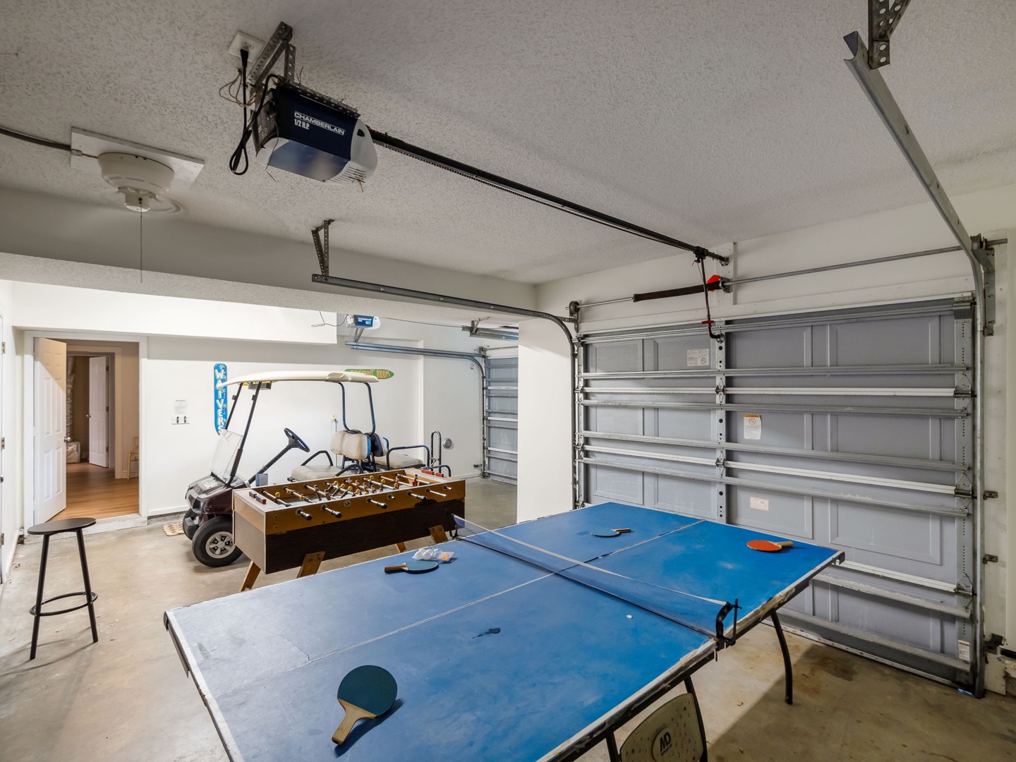 Garage with Golf Cart and Table Games